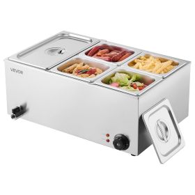 VEVOR 24QT Commercial Food Warmer, 5-Pan Electric Steam Table