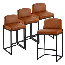 VEVOR Bar Stool Set of 4, 27 inch Counter Height Stools, Modern PU Leather Counter Barstool with Backrest, Metal Legs, Easy Assembly Armless Bar