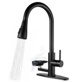 3-in-1 Kitchen Faucet with 3-Color LED Temperature Display, Press-Type Glass Rinser, High-Arc Pull-Down Sprayer, 3 Spray Modes