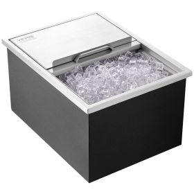 VEVOR Drop in Ice Chest, 24"L x 18"W x 13"H Stainless Steel Ice Cooler, Commercial Ice Bin with Sliding Cover, 40.9 qt Outdoor Kitchen Ice Bar