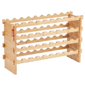 VEVOR 36 Bottle Stackable Modular Wine Rack, 4-Tier Solid Bamboo Wood Storage Racks, Floor Freestanding Wines Holder Display Shelf
