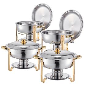 VEVOR Chafing Dish Buffet Set, 5 Qt 4 Pack, Stainless Steel Chafer with 4 Full Size Pans