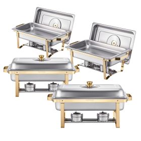 VEVOR Chafing Dish Buffet Set, 8 Qt 4 Pack, Stainless Steel Chafer with 4 Full Size Pans
