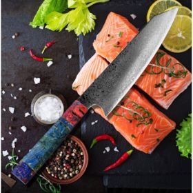 Pattern Kitchen Knife (Option: Wood handle with box)