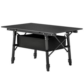 Aluminum Small Folding Table   Dining Table (Option: Black)