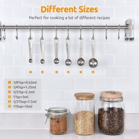 Measuring Spoons: U-Taste 18/8 Stainless Steel Measuring Spoons Set of 9 Piece: 1/16 tsp;  1/8 tsp;  1/4 tsp;  1/3 tsp;  1/2 tsp;  3/4 tsp;  1 ts (type: 6 pieces)